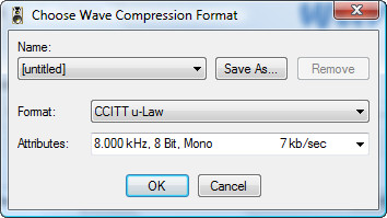 convert CCITT u-Law settings