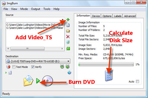 Burning a DVD with ImgBurn