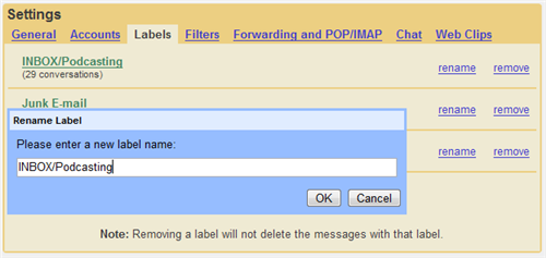 Renaming Labels in Gmail