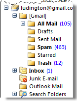 Gmail in Outlook Folders