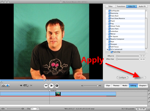 Apply Turn Clip Roatate Effect