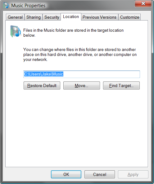 Vista Music Folder Properties