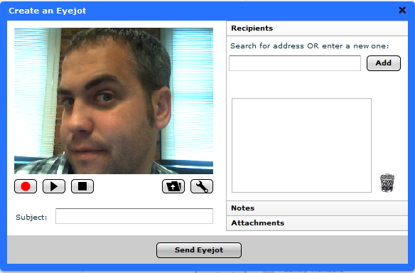 record and send a webcam email with Eyejot