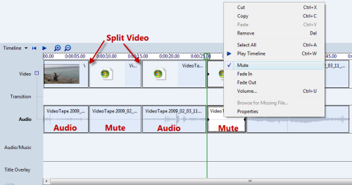 Mute segments of my Movie Maker project